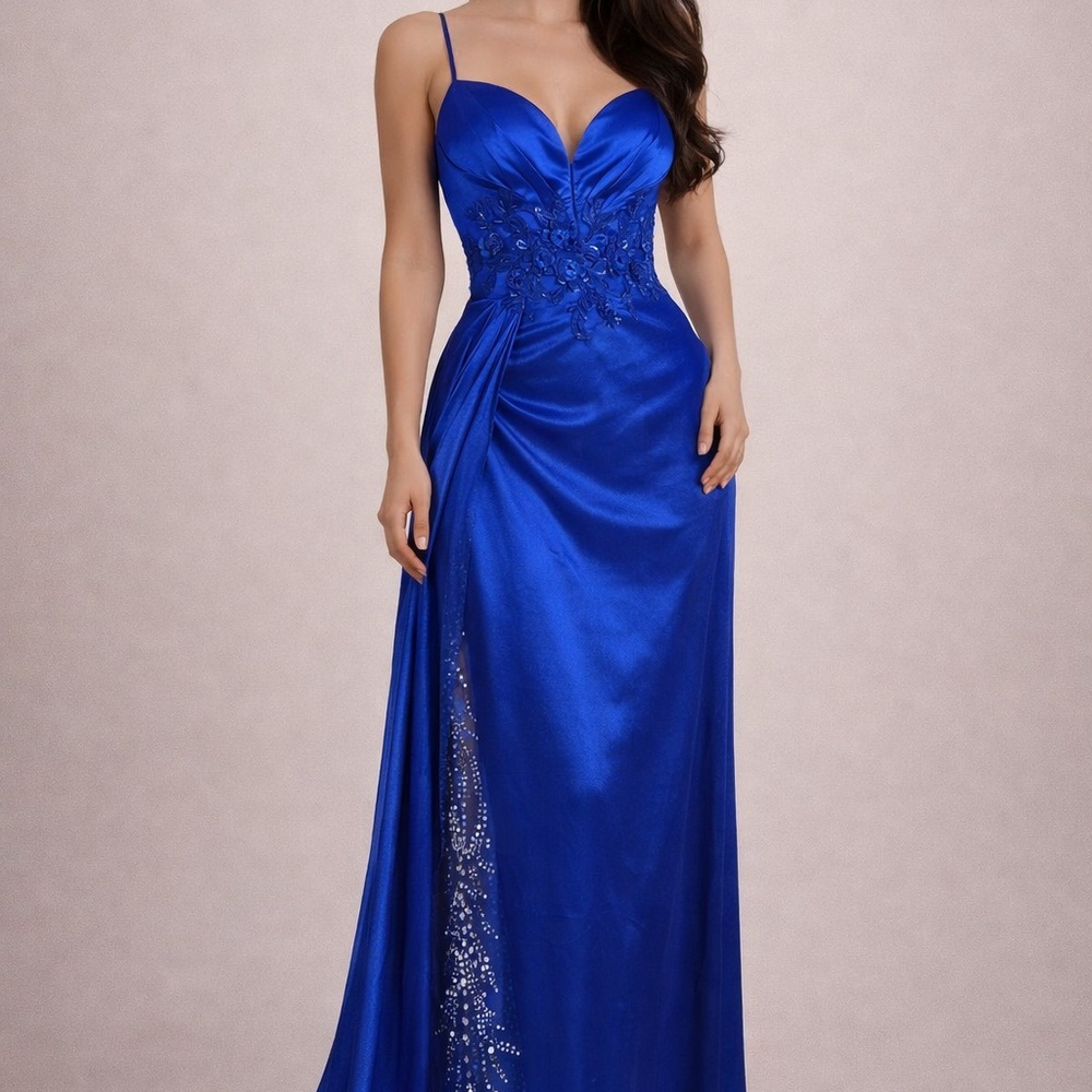 Royal Blue Embellished Prom Dress